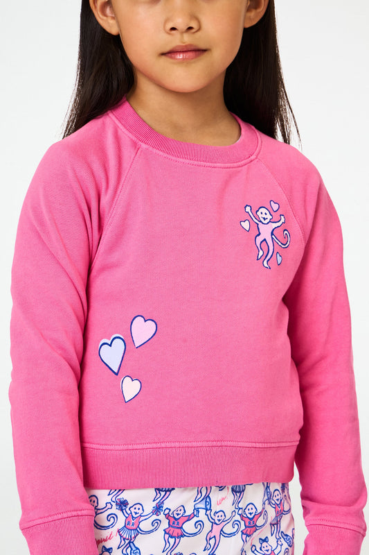 Roller Rabbit Kids Berry Monkey Love Crewneck
