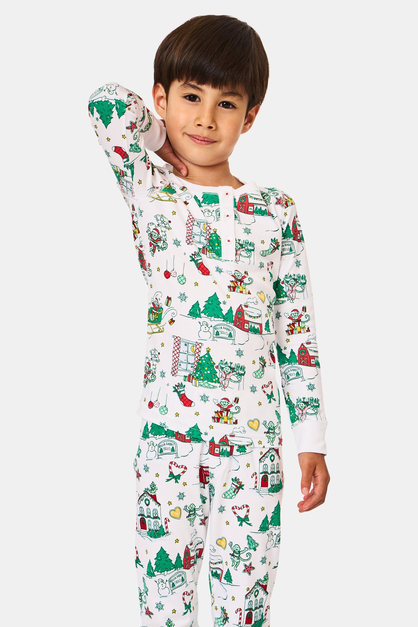 ROLLER RABBIT GREEN KIDS SNOW VILLAGE PAJAMAS