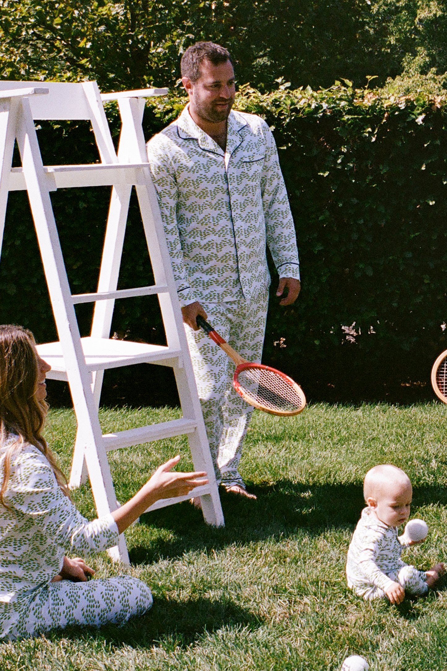Roller Rabbit Lime Mens Minnows Long Sleeve Polo Pajamas