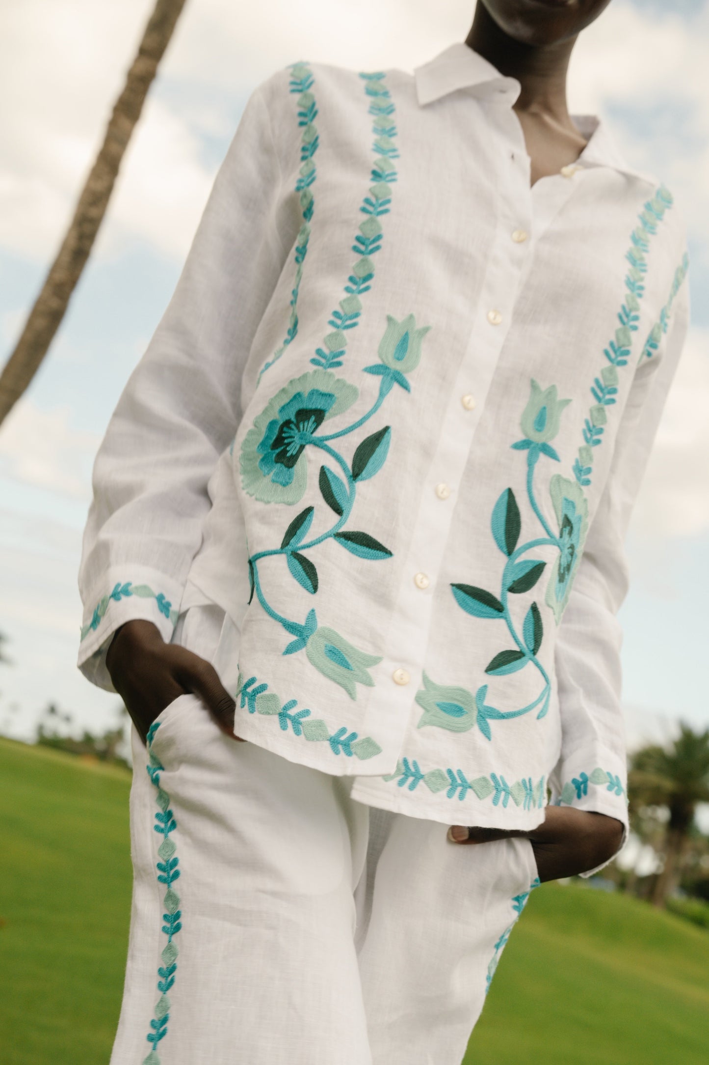 Avallon Embroidery Boyfriend Shirt