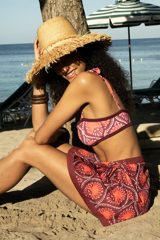 Roller Rabbit Burgundy Palm Fronds Marisol Wrap Pareo