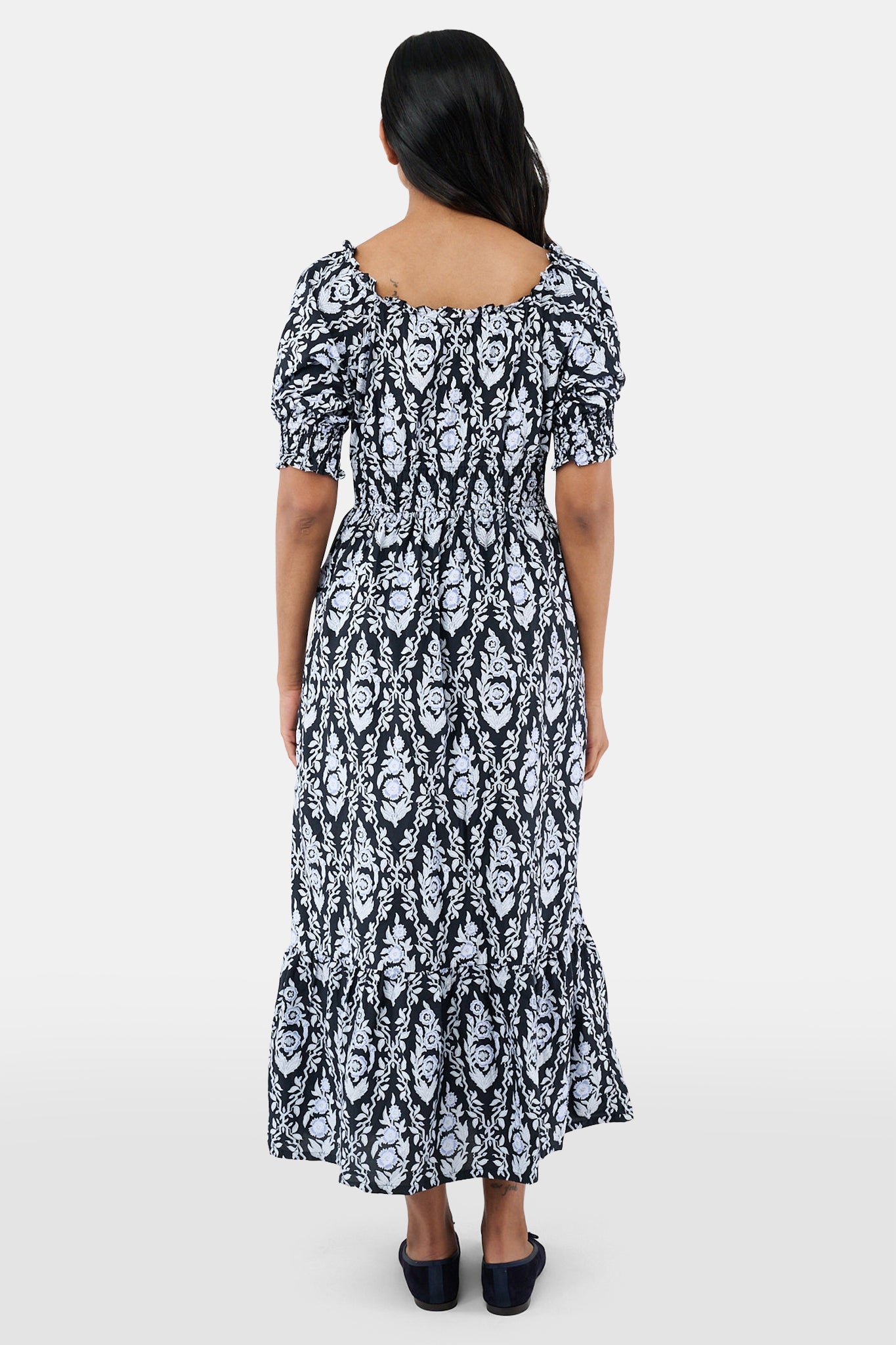 ROLLER RABBIT NAVY TRELLIS FLORAL MAREN DRESS