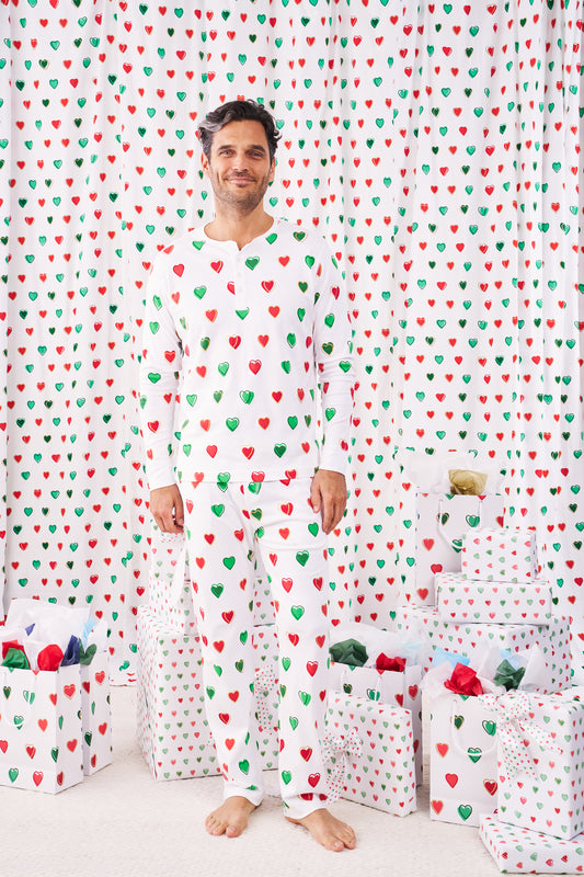 Mens Big Holiday Hearts Spencer Pajamas