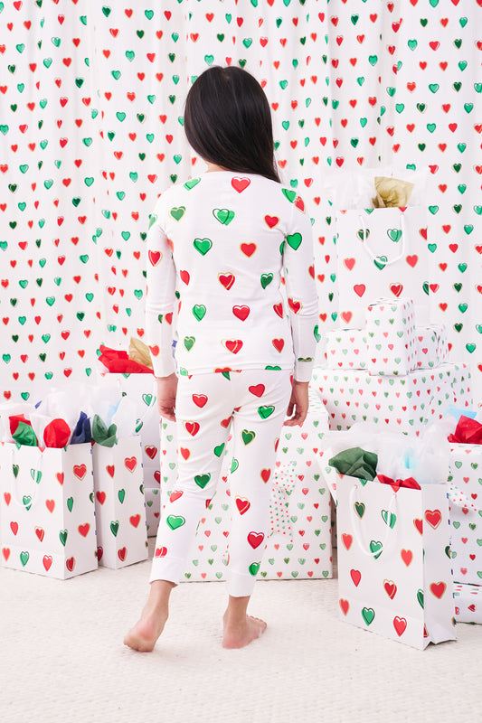 Kids Big Holiday Hearts Pajamas