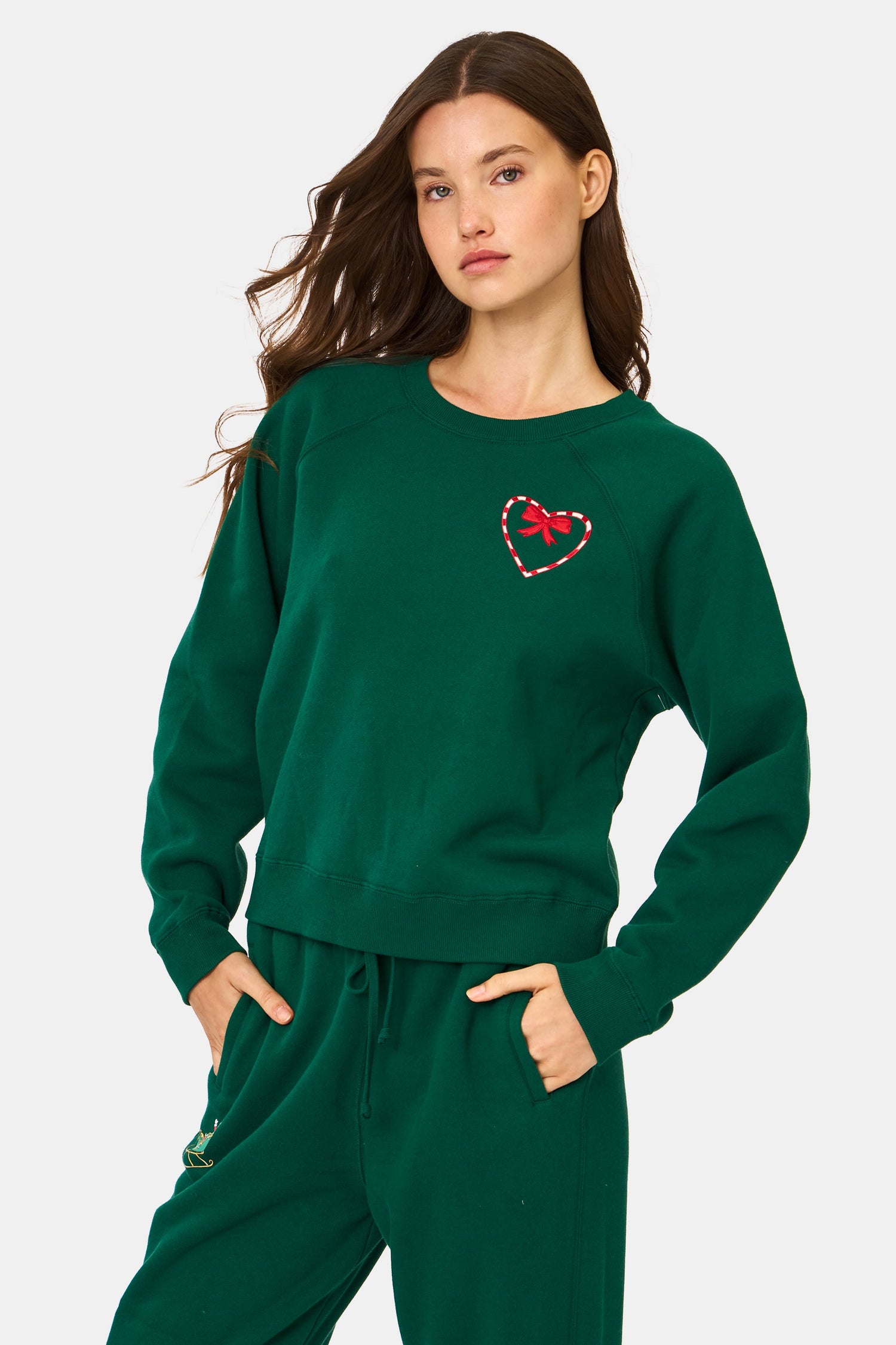 ROLLER RABBIT GREEN SNOW VILLAGE CREWNECK