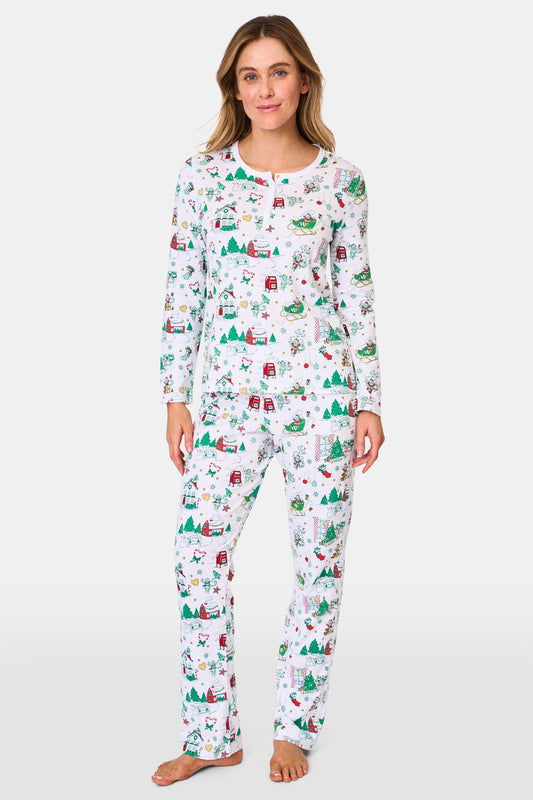 ROLLER RABBIT GREEN SNOW VILLAGE PAJAMAS