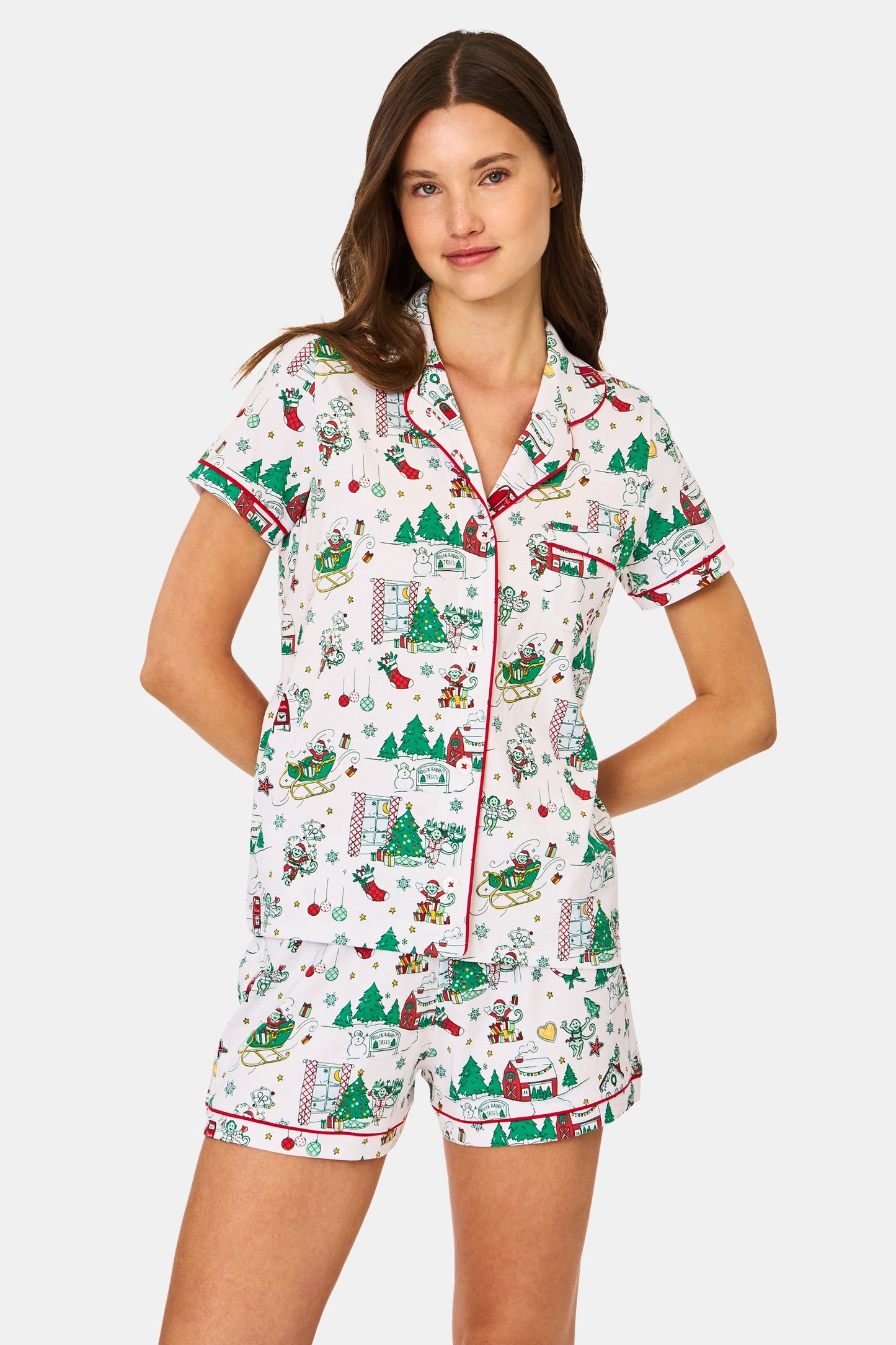 ROLLER RABBIT GREEN SNOW VILLAGE POLO PAJAMAS