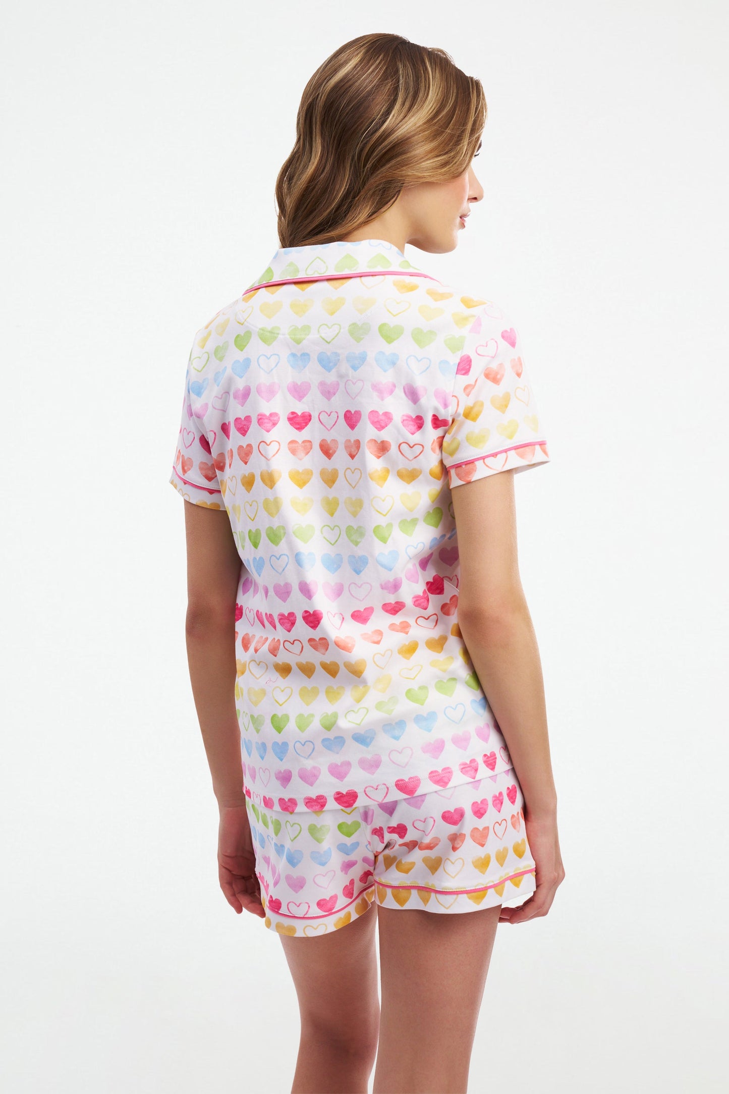 Watercolor Hearts Polo Pajamas