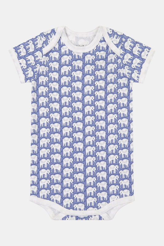 Roller Rabbit Blue Infant Hathi Short Sleeve Onesie