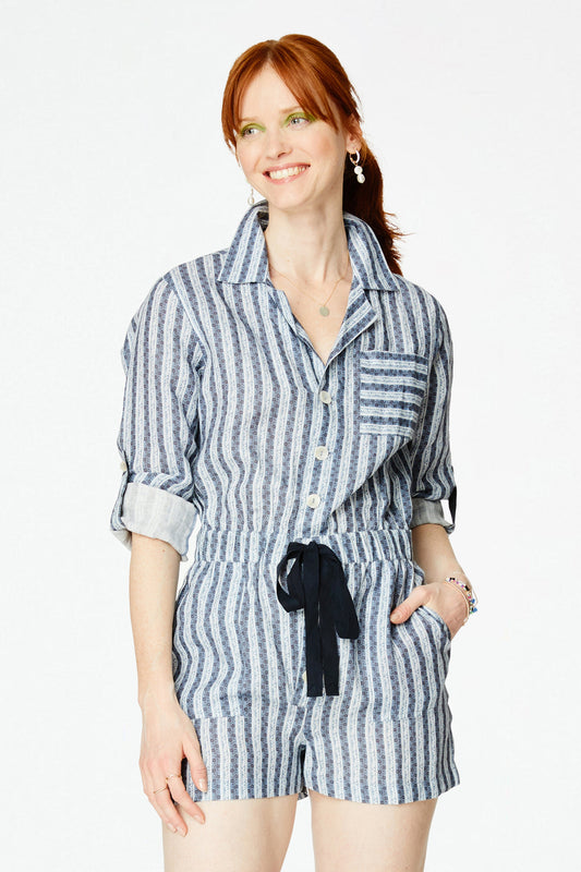 Roller Rabbit Blue Lace Stripe Presley Romper