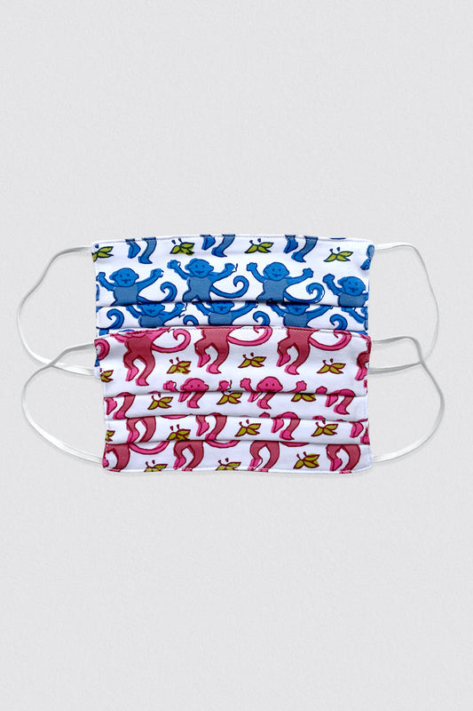 Roller Rabbit Pink & Blue Monkey Mask Set